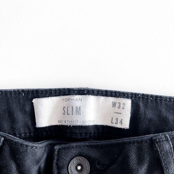 Topman Men's Slim Denim Jeans Black Classic High Rise Size 32x34 - Picture 5 of 10